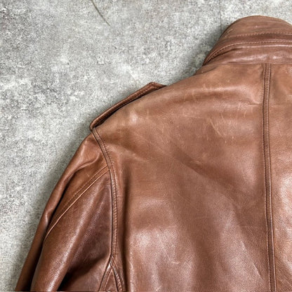 Unknown M-65 Italian Leather Field Jacket Brown Size 46