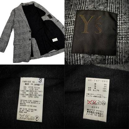 Y's for men Cotton Wool Glen Check Suit Gray Size 3