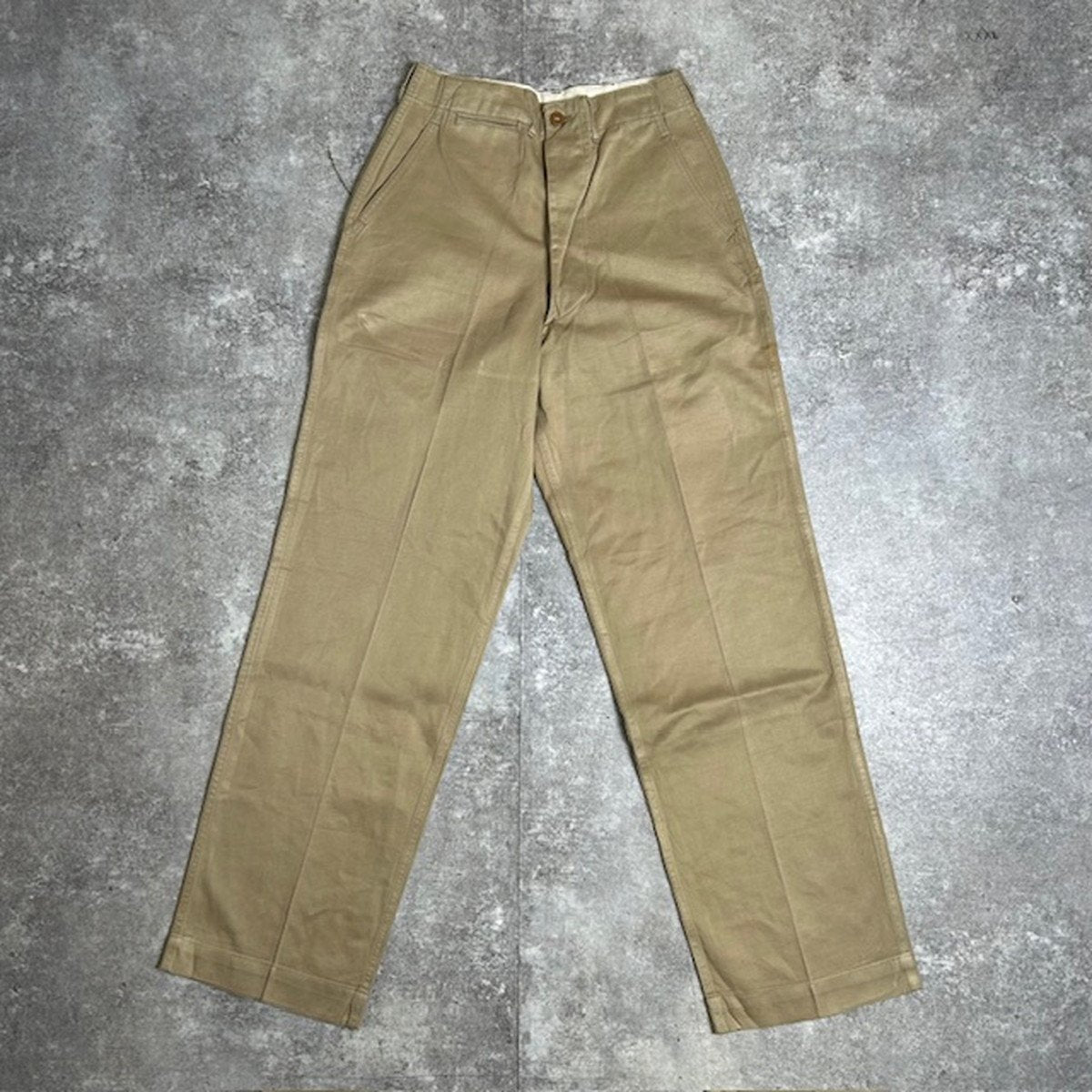 US ARMY M-45 1940s Vintage Khaki Button Fly Chinos Size W29