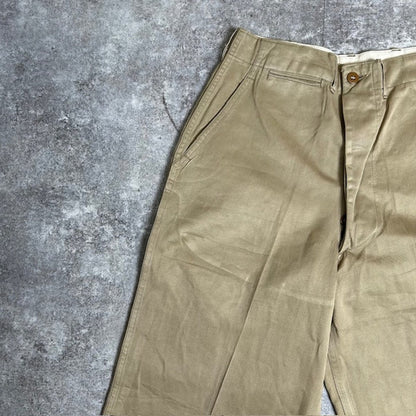 US ARMY M-45 1940s Vintage Khaki Button Fly Chinos Size W29