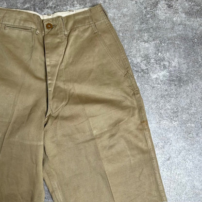 US ARMY M-45 1940s Vintage Khaki Button Fly Chinos Size W29