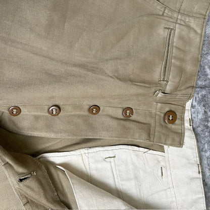 US ARMY M-45 1940s Vintage Khaki Button Fly Chinos Size W29