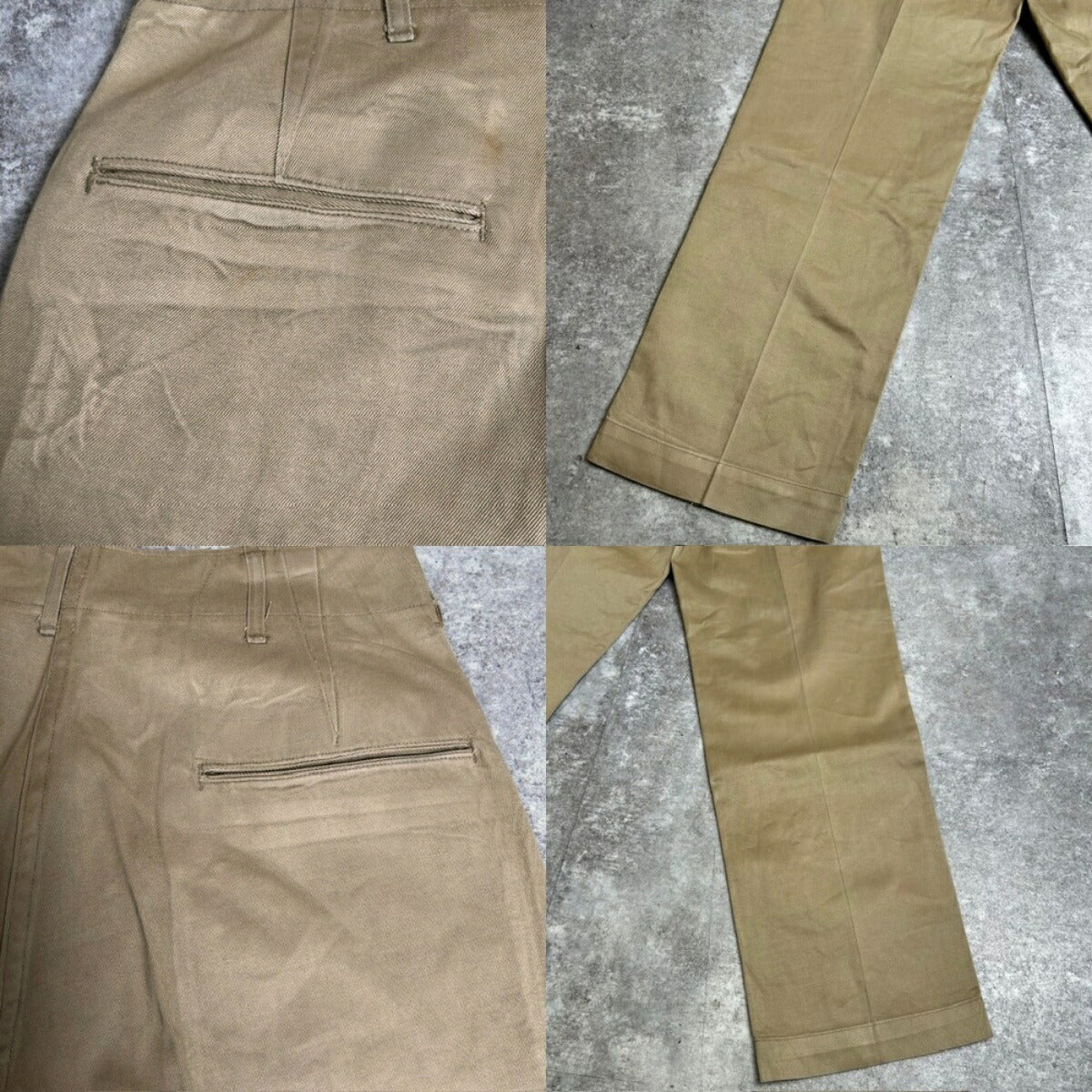 US ARMY M-45 1940s Vintage Khaki Button Fly Chinos Size W29