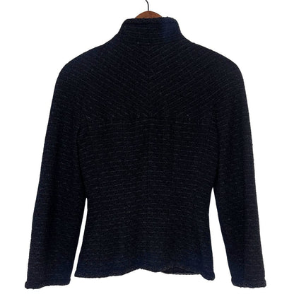 Chanel 06C Black Tweed Zip Jacket Coco Mark Size XS