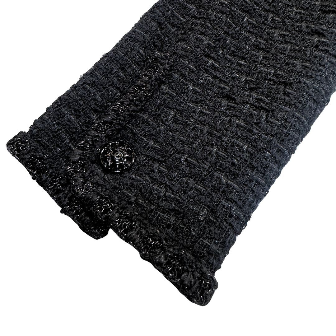 Chanel 06C Black Tweed Zip Jacket Coco Mark Size XS