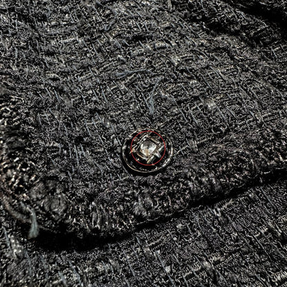 Chanel 06C Black Tweed Zip Jacket Coco Mark Size XS