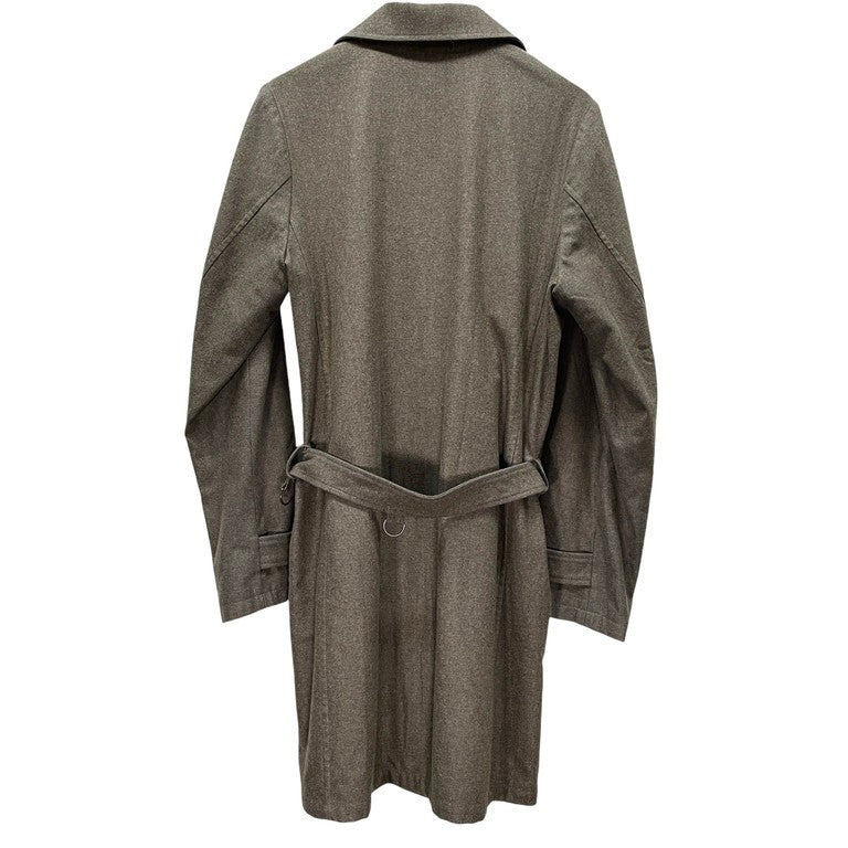 Frank Leder Khaki Grey Wool Balmacaan Coat D-Ring Size S