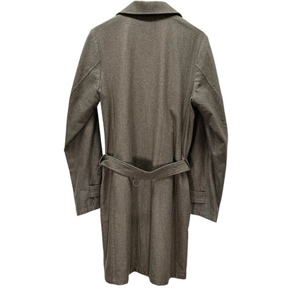 Frank Leder Khaki Grey Wool Balmacaan Coat D-Ring Size S