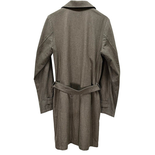 Frank Leder Khaki Grey Wool Balmacaan Coat D-Ring Size S