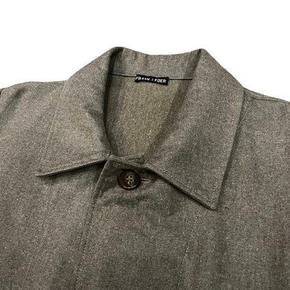 Frank Leder Khaki Grey Wool Balmacaan Coat D-Ring Size S