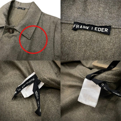 Frank Leder Khaki Grey Wool Balmacaan Coat D-Ring Size S