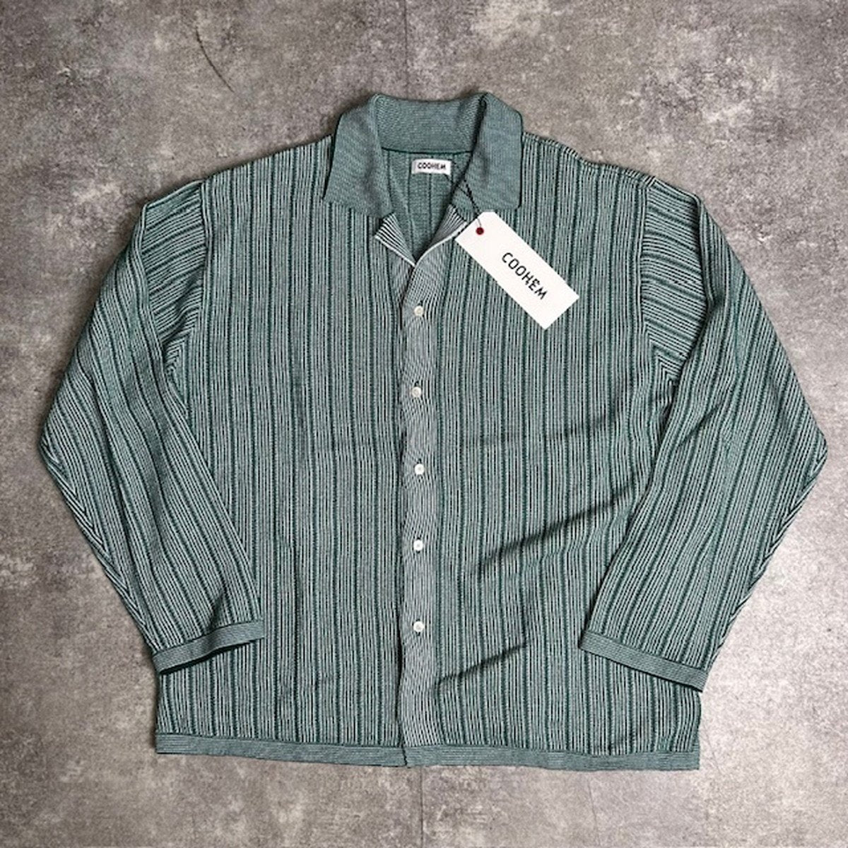 COOHEM Washi Stripe Knit Cardigan Green Size L