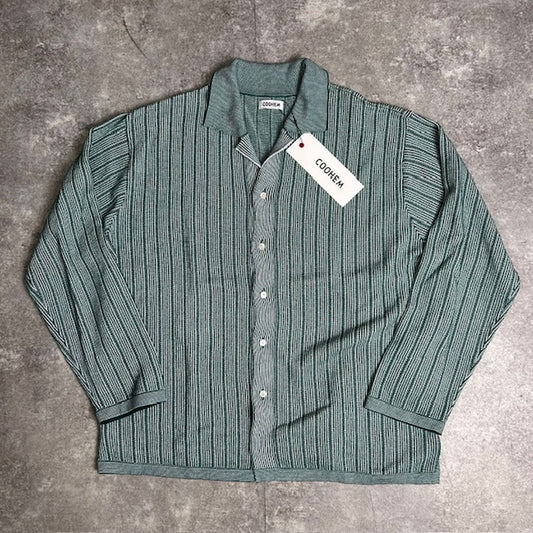 COOHEM Washi Stripe Knit Cardigan Green Size L