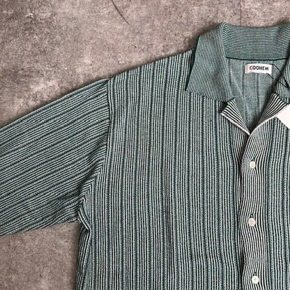 COOHEM Washi Stripe Knit Cardigan Green Size L
