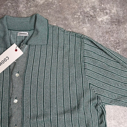 COOHEM Washi Stripe Knit Cardigan Green Size L