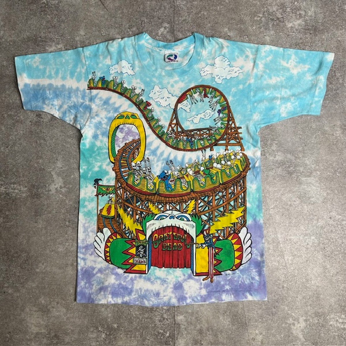 GRATEFUL DEAD 90s 1993 Roller Coaster Tie-Dye T-Shirt Size L