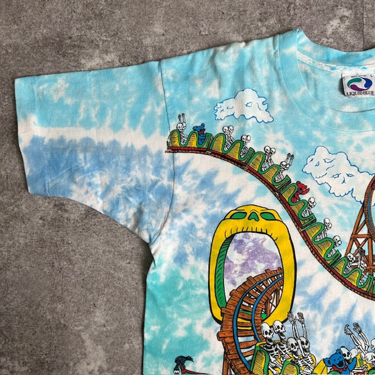 GRATEFUL DEAD 90s 1993 Roller Coaster Tie-Dye T-Shirt Size L