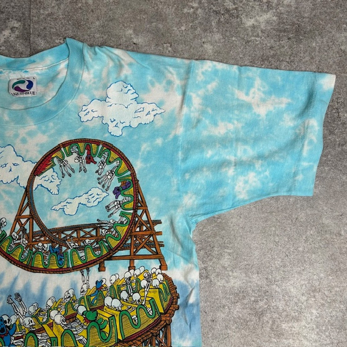 GRATEFUL DEAD 90s 1993 Roller Coaster Tie-Dye T-Shirt Size L