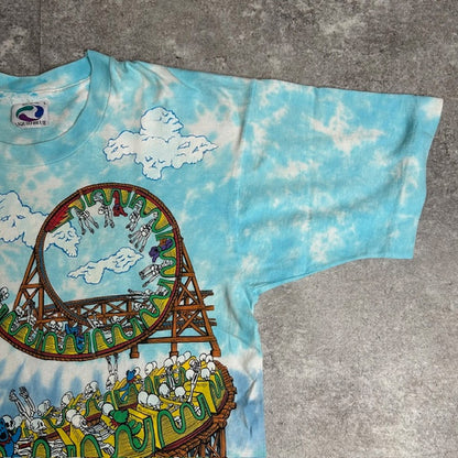 GRATEFUL DEAD 90s 1993 Roller Coaster Tie-Dye T-Shirt Size L