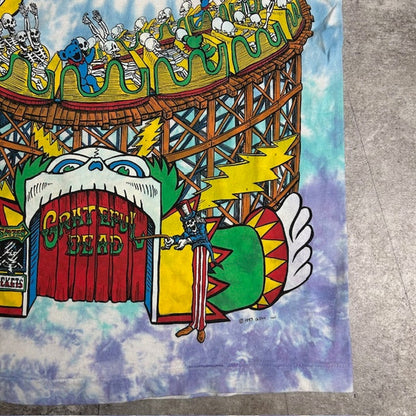 GRATEFUL DEAD 90s 1993 Roller Coaster Tie-Dye T-Shirt Size L