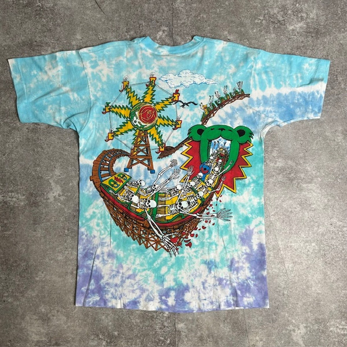 GRATEFUL DEAD 90s 1993 Roller Coaster Tie-Dye T-Shirt Size L