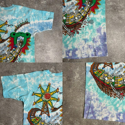 GRATEFUL DEAD 90s 1993 Roller Coaster Tie-Dye T-Shirt Size L