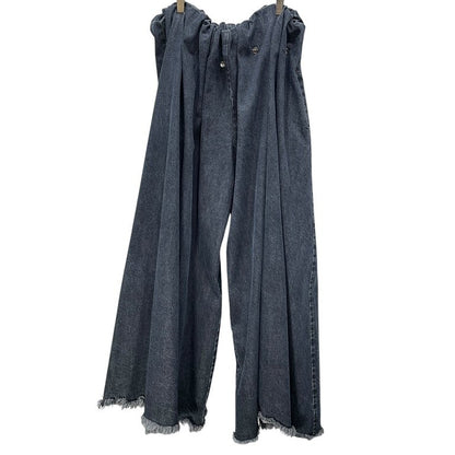 Vintage EJ SHEYANG 24SS Ruffle Waist Snap Button Cutoff