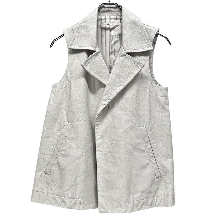 LIMI feu White Cow Leather Sleeveless Rider Vest Size S