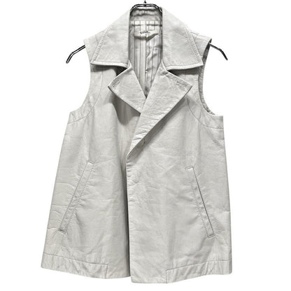 LIMI feu White Cow Leather Sleeveless Rider Vest Size S