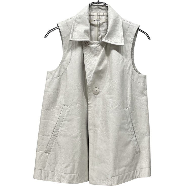 LIMI feu White Cow Leather Sleeveless Rider Vest Size S