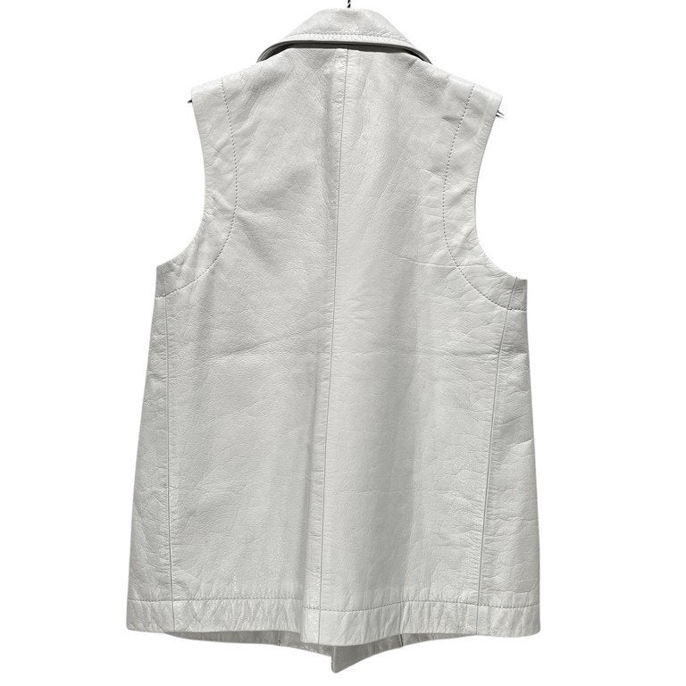 LIMI feu White Cow Leather Sleeveless Rider Vest Size S