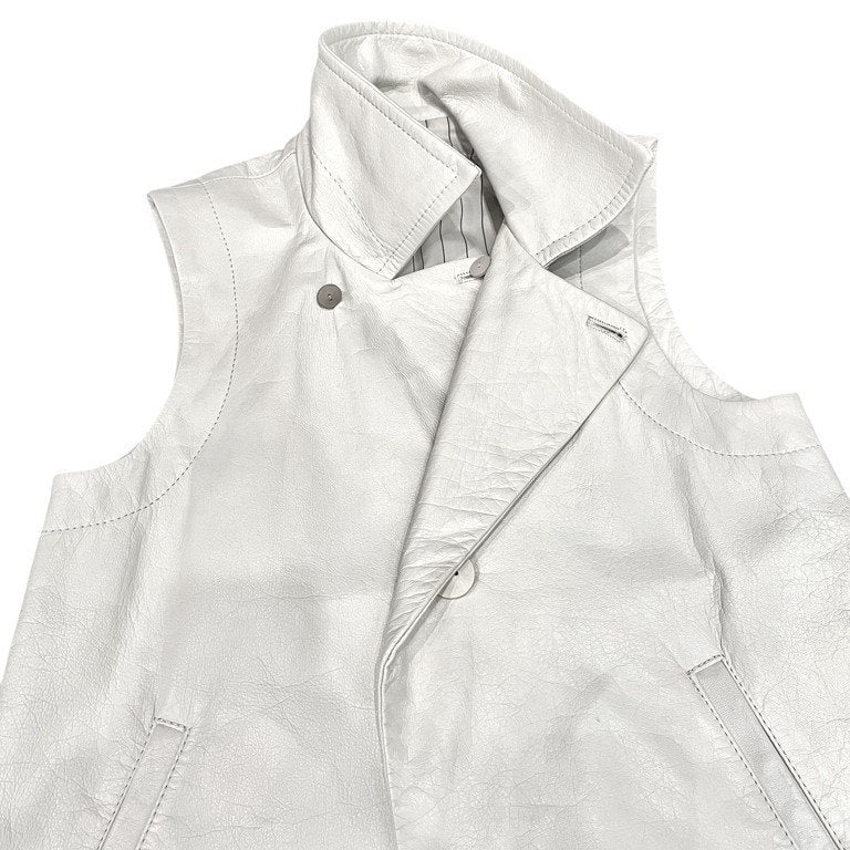 LIMI feu White Cow Leather Sleeveless Rider Vest Size S