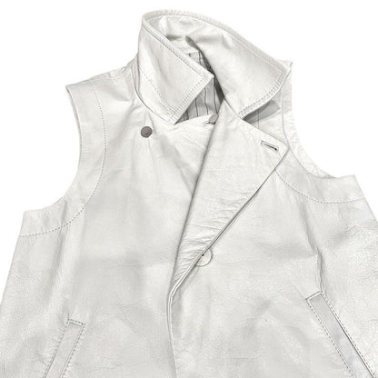 LIMI feu White Cow Leather Sleeveless Rider Vest Size S