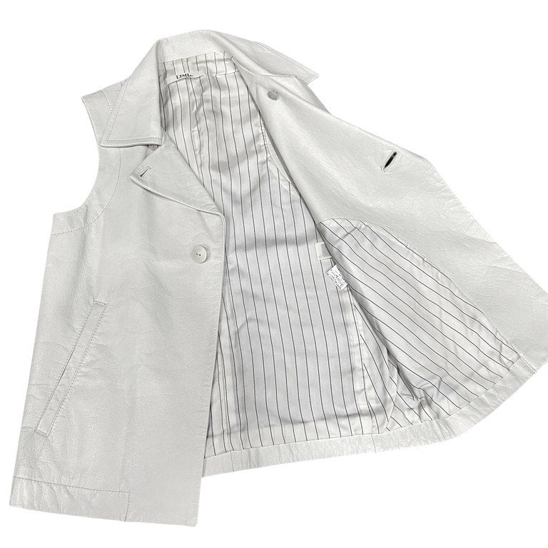 LIMI feu White Cow Leather Sleeveless Rider Vest Size S
