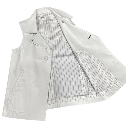 LIMI feu White Cow Leather Sleeveless Rider Vest Size S