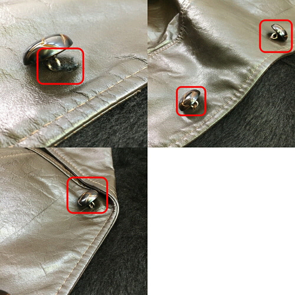 MONTGOMERY WARD Lined Leather Coat Buttons Brown Size L
