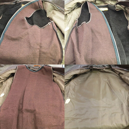 MONTGOMERY WARD Lined Leather Coat Buttons Brown Size L
