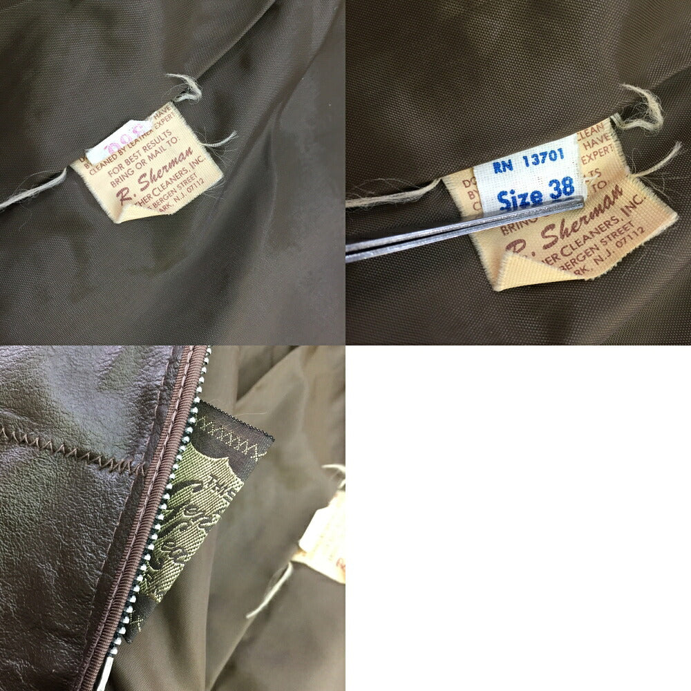 MONTGOMERY WARD Lined Leather Coat Buttons Brown Size L