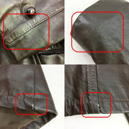 MONTGOMERY WARD Lined Leather Coat Buttons Brown Size L