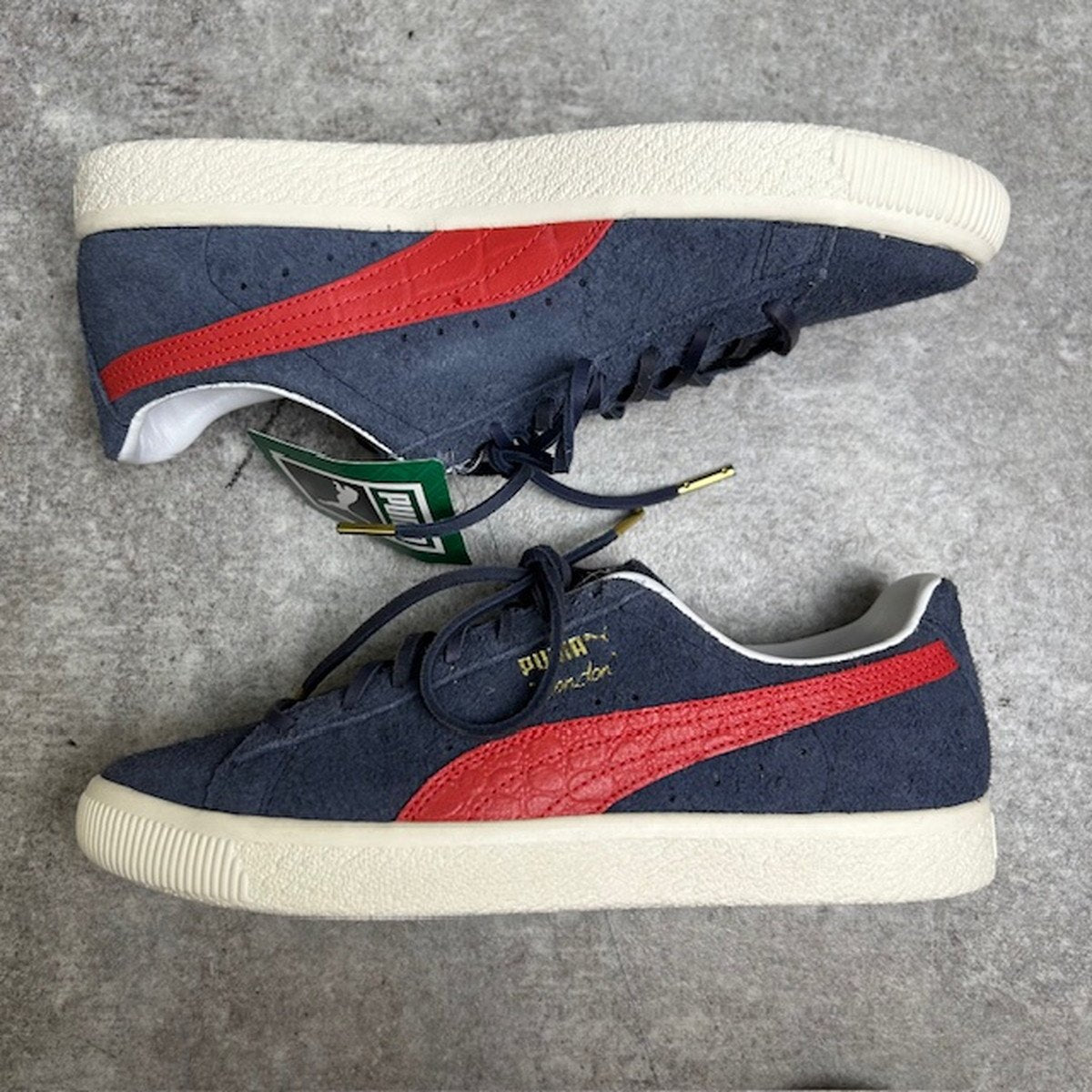 Puma Clyde Soho London Leather Sneakers Navy Size 26