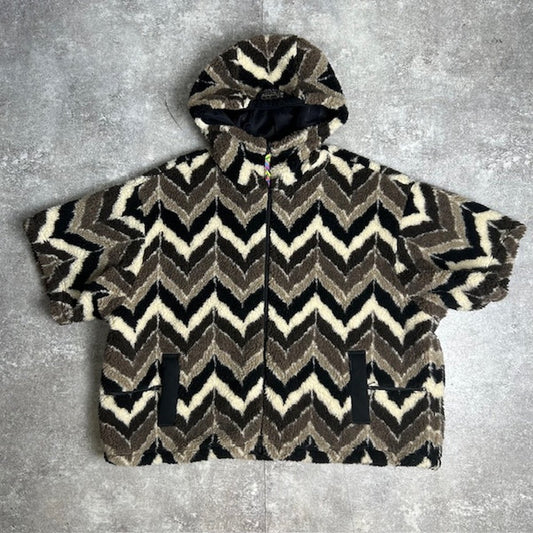 Vintage Y. × is-ness Half-sleeve Fleece Hoodie Jacket Size L