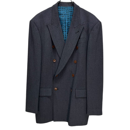 Jean Paul GAULTIER HOMME 90s Kanji Lining Suit Gray Size 48
