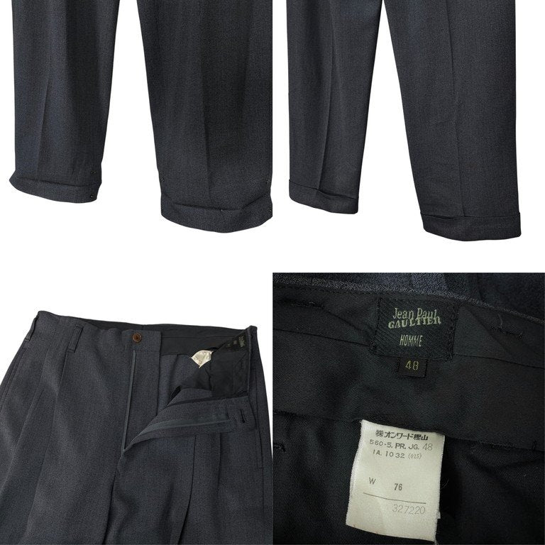 Jean Paul GAULTIER HOMME 90s Kanji Lining Suit Gray Size 48
