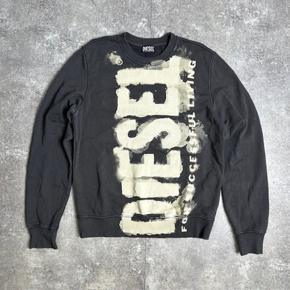 Diesel Maxi Logo Printed Sweatshirt Charcoal Gray Size M