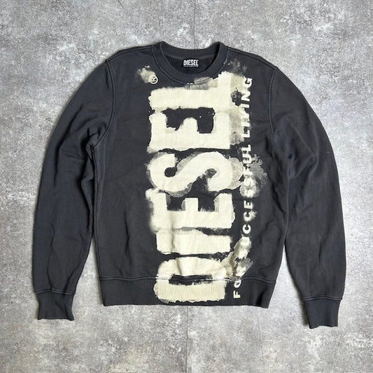 Diesel Maxi Logo Printed Sweatshirt Charcoal Gray Size M
