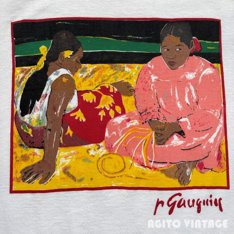 Caribbean Dream 90s Paul Gauguin Art T-Shirt White Size XL