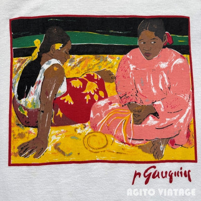 Caribbean Dream 90s Paul Gauguin Art T-Shirt White Size XL