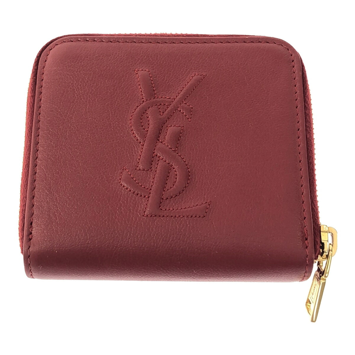Yves Saint Laurent Red YSL Logo Zip Wallet