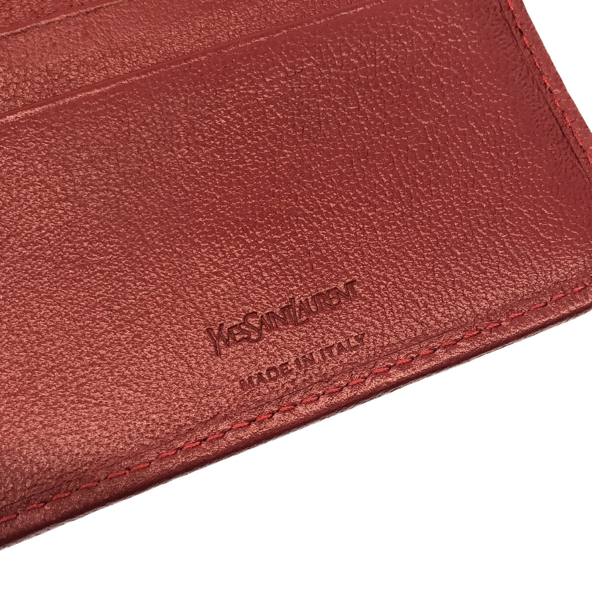 Yves Saint Laurent Red YSL Logo Zip Wallet