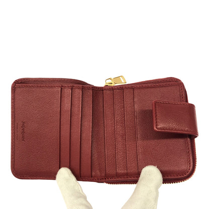 Yves Saint Laurent Red YSL Logo Zip Wallet